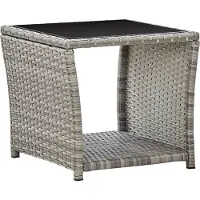 Syfax Salontafel 45x45x40 cm poly rattan en glas grijs