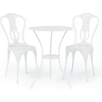 vidaXL 3-delige Bistroset gietaluminium wit