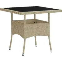 Syfax Tuintafel poly rattan en glas beige