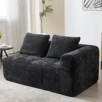 OKWISH :Uitklapbaar bedTweezitsbankRelaxfauteuilHoekbankBeklede meubelsChaise longueLoungesofaZachte bank met kussens en zijvakkenZwart