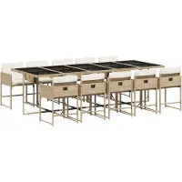 vidaXL 11-delige tuinset met kussens, beige, van polyrotan