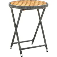 The Living Store De Living Store bijzettafel, grijs, 60 cm, gemaakt van polyrotan en massief acaciahout