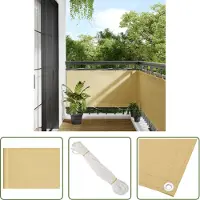 The Living Store Privacy Screen - Balkonscherm - Balkonscherm 75x500 cm 100% oxford polyester zandkleurig - Buitendecoratie - Terrasdecoratie - Zonwering