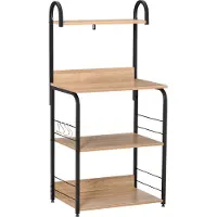 HOMCOM Keukenopbergplank - E1-klasse spaanplaat - 60x40x125cm - Natuurlijk hout