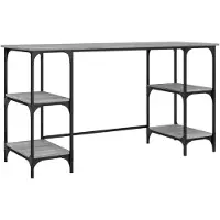 Syfax Bureau 140x50x75 cm metaal en bewerkt hout grijs sonoma eiken