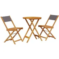 vidaXL 3-delige Bistroset stof en massief hout antracietkleurig