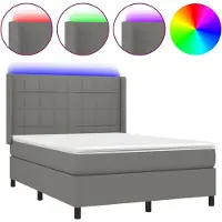Syfax Boxspring met matras en LED stof donkergrijs 140x200 cm