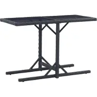 Syfax Tuintafel 110x53x72 cm glas en poly rattan zwart