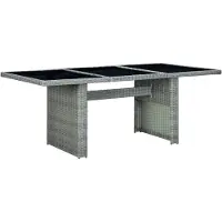 Syfax Tuintafel poly rattan en gehard glas lichtgrijs