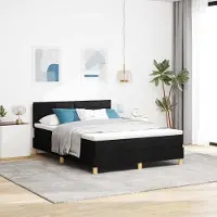 Prolenta Maison Exclusive - LED boxspringbed met hoofdeinde, zwart, 160 x 200 cm, gestoffeerd