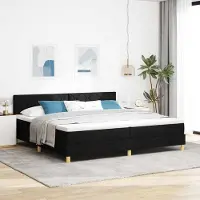 Prolenta Maison Exclusive - LED boxspringbed met hoofdeinde, zwart, 200 x 200 cm, gestoffeerd