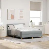 Prolenta Maison Exclusive - LED boxspringbed met hoofdeinde, lichtgrijs, 140 x 200 cm, gestoffeerd