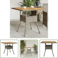 The Living Store De Living Store tuintafel met acaciahout blad, grijs, 80x80x75 cm, polyrotan