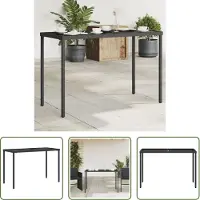The Living Store De Living Store tuintafel met glazen blad, zwart, 115x54x74 cm, van polyrotan