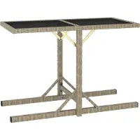 Syfax Tuintafel 110x53x72 cm glas en poly rattan beige