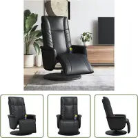 The Living Store De Living Store massagestoel met voetsteun, zwart, kunstleer