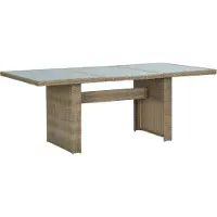 Syfax Tuintafel 200x100x74 cm glas en poly rattan bruin
