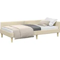Syfax Hoekbedframe Crème 90 x 190 cm Stof