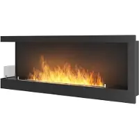 SOLOLED Corner 1200 Links: Ingebouwde bioethanolkachel met glas, model SimpleFire