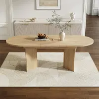 Flieks ovale eettafel, keukentafel met uitschuifbaar tafelblad, eettafel voor 4-8 personen, afmetingen 120-160x80x75,5 cm, in natuurlijke staat