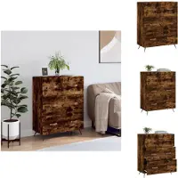 vidaXL Klassieke ladekast - Gerookt eiken - 69.5 x 34 x 90 cm - Drie lades - Bewerkt hout - Commode
