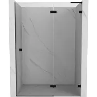 Mexen Lunar L draaidouchedeur rechts 130 , transparant, zwart - 834L-130-000-70-00-P