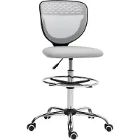 Vinsetto Staande Bureaustoel-Polyester-59L x 59B x 106-126H cm-Lichtgrijs