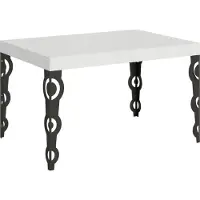 Itamoby Karamay uitschuiftafel, 140/400 x 90 cm, esdoornhout, wit, poten in antracietgrijs