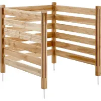 Vevor houten privacy-scherm, 91,4 cm breed x 91,4 cm lang, drieledig lattenhek voor airconditioners, discreet tuinornament voor buiten met afvalbak