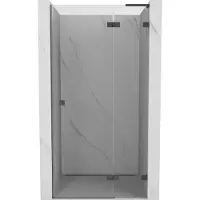 Mexen Lunar L draaideur douche rechthoek rechts 90 , transparant, geborsteld geweergrijs - 834L-090-000-66-00-P