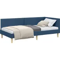 Syfax Hoekbedframe Blauw 90 x 200 cm Stof