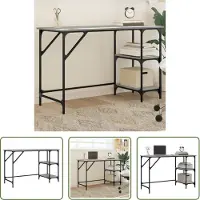 The Living Store De Living Store bureau, grijs Sonoma, 120x50x75 cm, met een combinatie van metaal en houtvezel