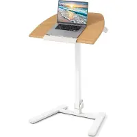Costway bijzettafel met wielen, verstelbare tafel met 90° kantelbare tafelplaat, inklapbare sta-bureau, laptoptafel, 65 x 49 cm