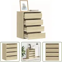 The Living Store Sonoma Eiken - Ladekast - Ladekast 60x41x76 cm bewerkt hout sonoma eikenkleurig - Houten Kast - Opbergkast - Woonkamermeubilair