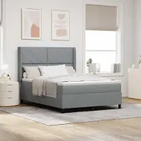 Prolenta Maison Exclusive - LED boxspringbed met hoofdeinde, lichtgrijs, 140 x 200 cm, gestoffeerd