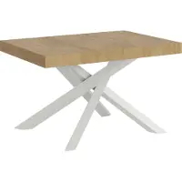 Itamoby Volantis uitschuiftafel 130/234x90 cm, naturel eikenhout, witte poten