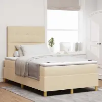 Prolenta Maison Exclusive - LED boxspringbed met hoofdeinde, crème kleur, 120 x 200 cm, gestoffeerd