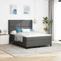 Prolenta Maison Exclusive - LED boxspringbed met hoofdeinde, donkergrijs, 140 x 200 cm, gestoffeerd