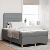 Prolenta Maison Exclusive - LED boxspringbed met hoofdeinde, lichtgrijs, 120 x 200 cm, gestoffeerd