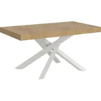 Itamoby Volantis Premium uittrektafel 200/304x90 cm, naturel eikenhout, witte poten