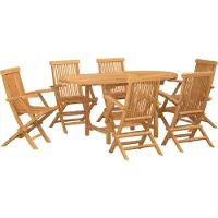Syfax Tuin eettafelset 7 st Bruin Massief Teakhout