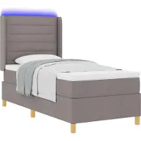 Syfax Boxspringbed met LED-stripverlichting Taupe 90 x 200 cm Stof