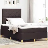 Prolenta Maison Exclusive - LED boxspringbed met hoofdeinde, donkerbruin, 120 x 200 cm, gestoffeerd
