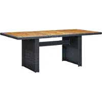 The Living Store : Tuintafel, donkergrijs, polyrotan en acacia, massief hout