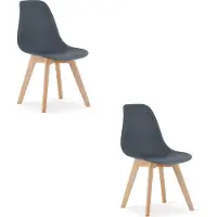 Leobert Set van 2 Eetkamerstoelen KITO – Donker Leistee – Beuken Poten – Kuipstoel met Kunststof Zitting – Tijdloos Design, Functioneel en Duurzaam, Geschikt voor Woonkamer, Eetkamer en Kantoor