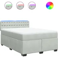 vidaXL Boxspring met matras fluweel lichtgrijs 140x190 cm