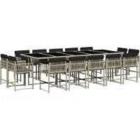 vidaXL 15-delige Tuinset met kussens poly rattan lichtgrijs