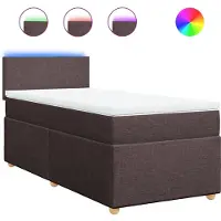 vidaXL Boxspring met matras stof donkerbruin 90x190 cm