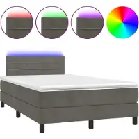 Syfax Boxspring met matras en LED fluweel donkergrijs 120x190 cm