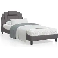 Prolenta Maison Exclusive - Bed "Viana" met matras, grijs, 90x190 cm, kunstleer